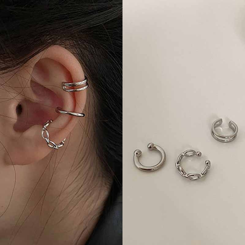 Simple Design Gold Clip Earrings for Women Non-Piercing Puck Rock Fake Cartilage Ear Cuff Trendy Jewerly