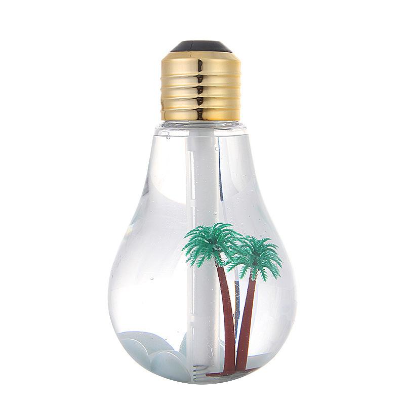 Creative 400Ml Smart 7 Colorful Lamp Light Air Humidifier Diffuser Ultrasonic Mini Usb Desktop Bulb Shape Cool Mist Humidifier белый