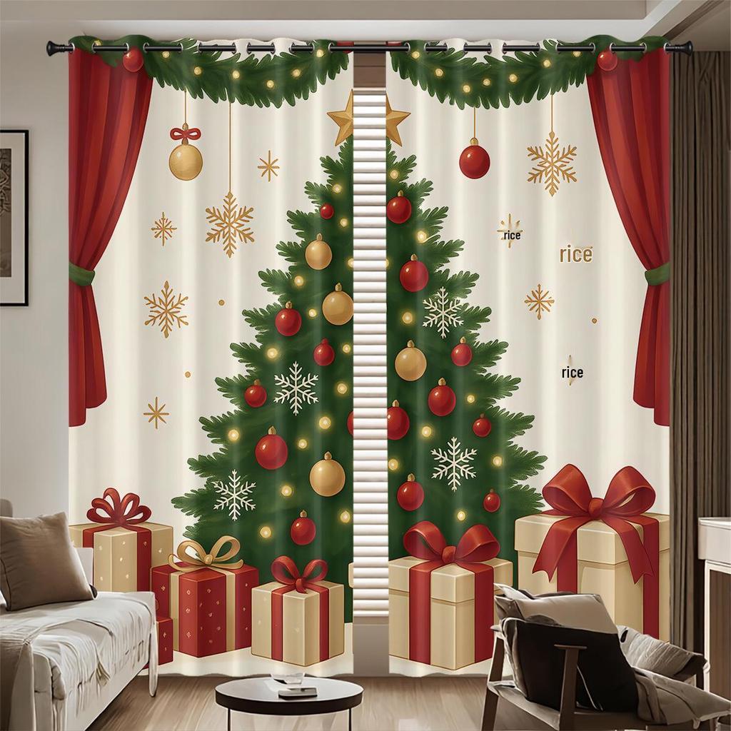 Custom Christmas Gnome Blackout Curtains: High Precision, Sun Protection, Thickened Polyester