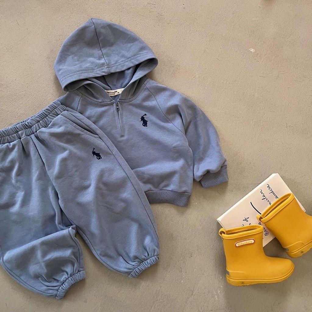 2024 Spring/Autumn Children's Korean Embroidered Hoodie & Sweatpants Set