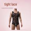 European & American Style Men's Sexy Lace Bodysuit - Elastic, Tight & Plus Size