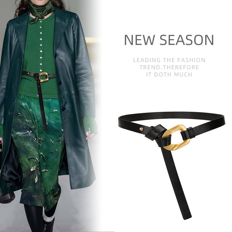 Horseshoe Buckle Waist-tight Thin Belt Korean Style Versatile Dress Waist-hugging Fashion Belt Women's Matching Coat Decorative Women's Belt