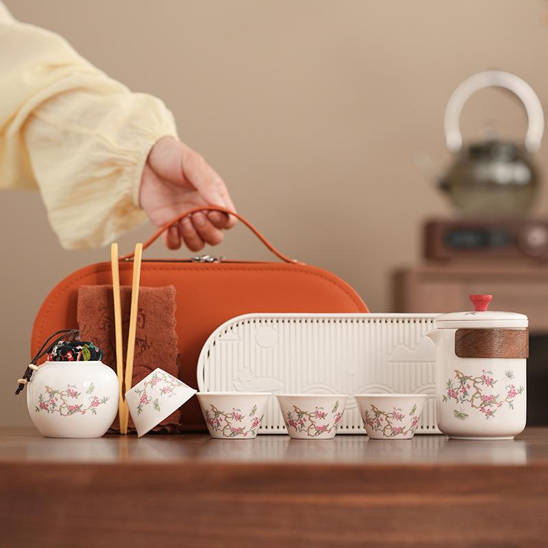 Travel high-end tea set outdoor creative ancient rhyme teapot