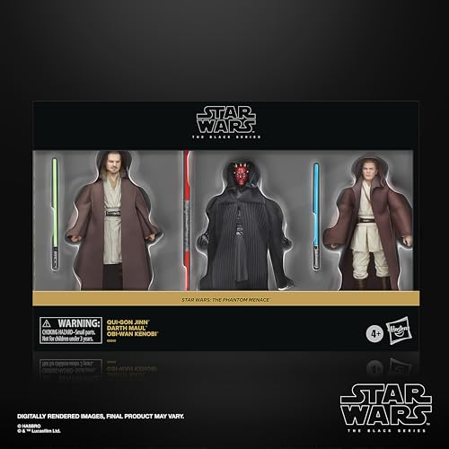 Star Wars Black Series Qui-Gon Jinn, Darth Maul, and Obi-Wan Kenobi Star Wars: The Phantom Menace 6-inch Action Figures