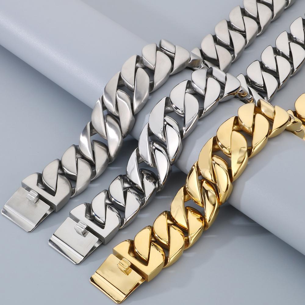50/60/70CM 31MM Big Cuban Chain Necklace For Men Heavy Gold Color Matte Stainless Steel Choker Necklaces Jewellery Accessories