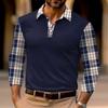 Fashion Men's Long Sleeve Polo Shirt Home Casual Comfortable Long Sleeve Button Down Top