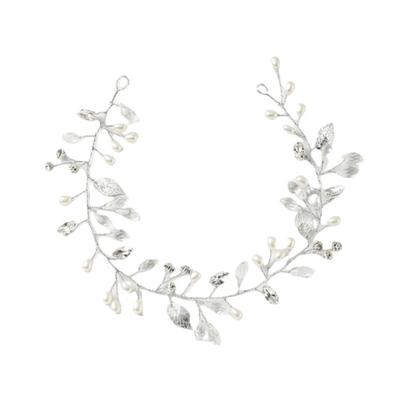 Elegant Rhinestones and Pearls Hairband for Bride Soft Chain Crystal Headband Handmade Women Girls Hair Accessories
