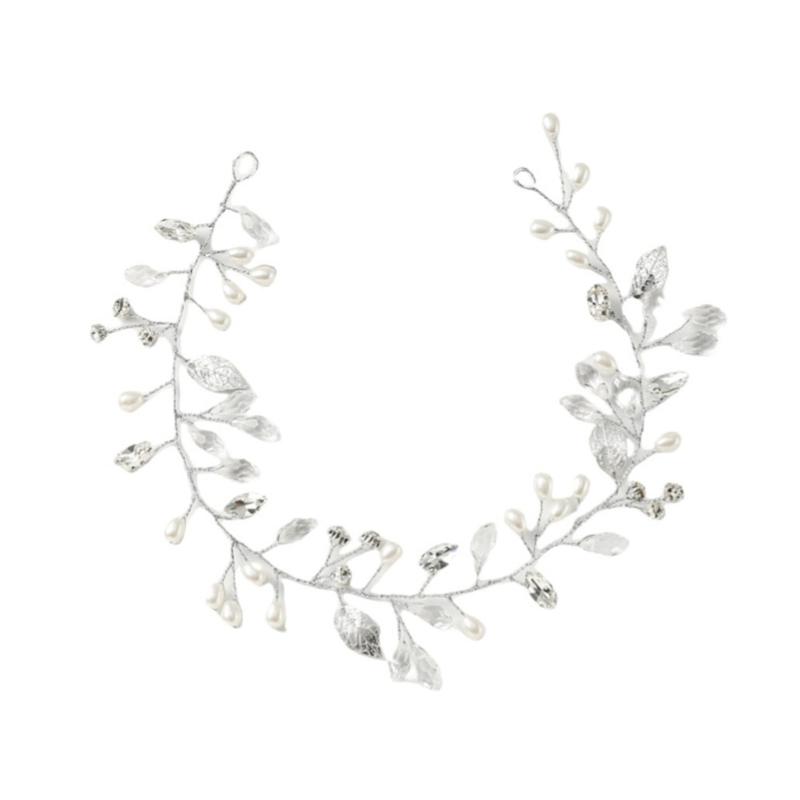 

Elegant Rhinestones and Pearls Hairband for Bride Soft Chain Crystal Headband Handmade Women Girls Hair Accessories 1