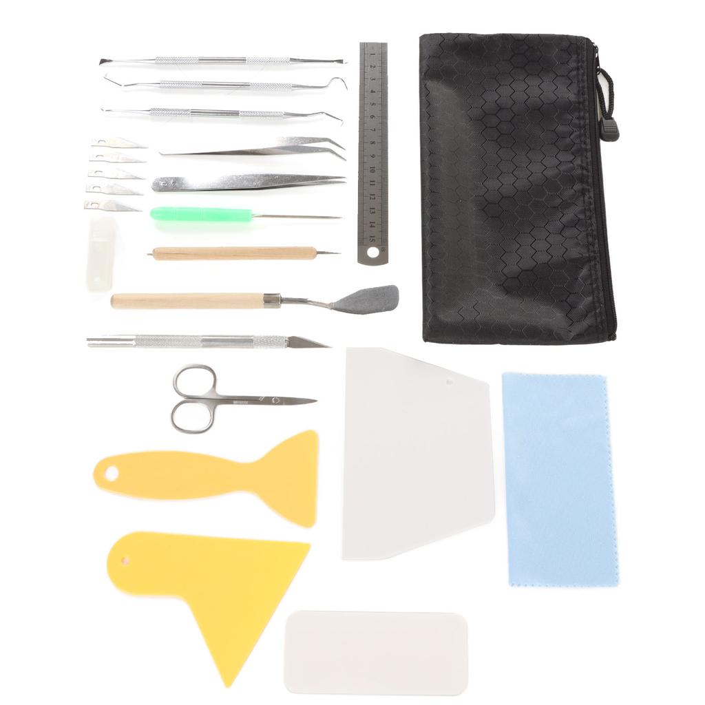 Craft Vinyl Weeding Set 22 Pcs Practical Ruler Carving Pen Scissors Tweezers Crochet Hook DIY Craft