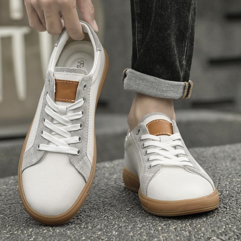 Fashion All-match Men Shoe Genuine Leather Men Casual Walking Shoes Male Lace-Up Comfortable Non-Slip Flats High Quality Skate Shoes Men
