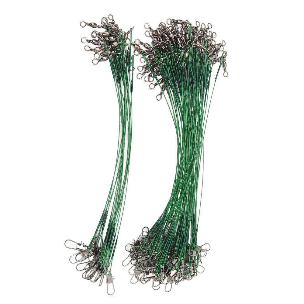 100PCS Steel Fishing Wire Leaders with Swivels Leader Wire Wire Leaders Fishing Accessories