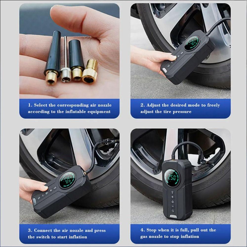 Durable 4 in 1 Car Jump Starter Air Pump Power Bank Lighting 1000A Tire Inflator Quick Portable Air Compressor Motorcycle