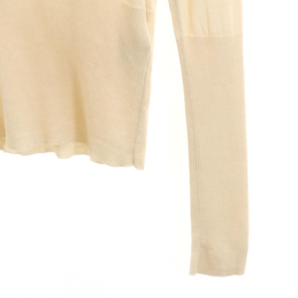 HERMES Italian cashmere Long sleeve Belly wrap ribbed V-neck sweater 38 Women Used