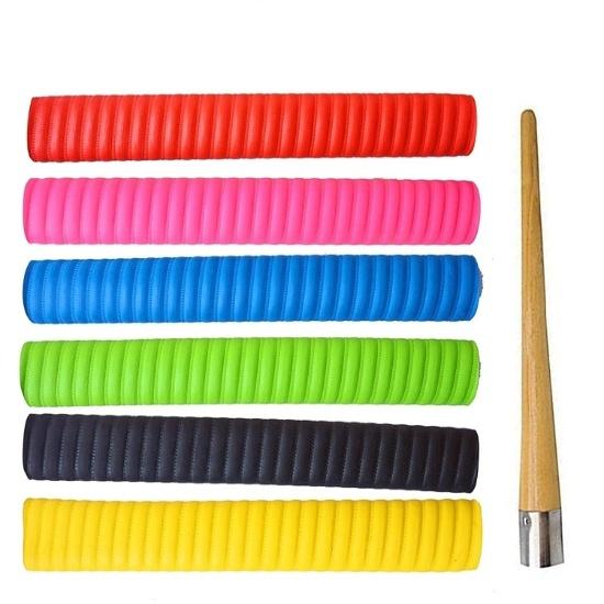 KNK Rubber Cricket Bat Grips Shock Extra Cushioning for Soft Feel Slip Textured Grip for Better Leather & Tennis Ball Play (Multicolor Pack Of 2)