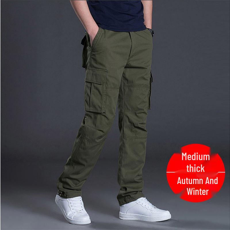 Men's Casual Workwear: Wear-Resistant, Loose Straight-Leg Multi-Pocket Pants for Spring and Autumn