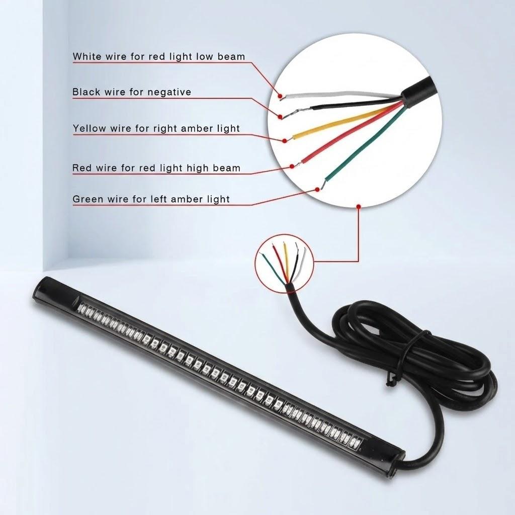 

Waterproof 8 Inch Motorcycle LED Light Strip Flexible Universal 32 LED Tail Brake Stop Turn Signal Lights чёрный