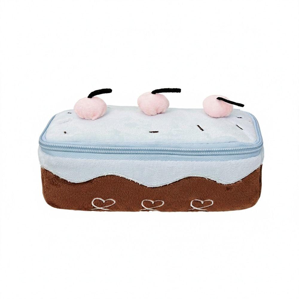 Cherry Cake Design Pen Bag Plush Stationery Bag Kawaii Pencil Case  Students
