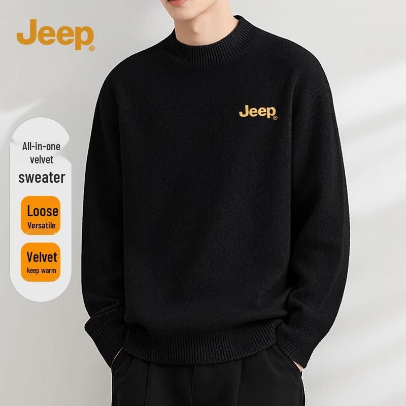 JEEP Men s Fleece-Lined Semi-High Neck Sweater XL