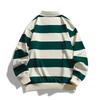 2025 Spring & Fall Trendy Loose Striped Double Pique Sweatshirt Unisex Hong Kong Style