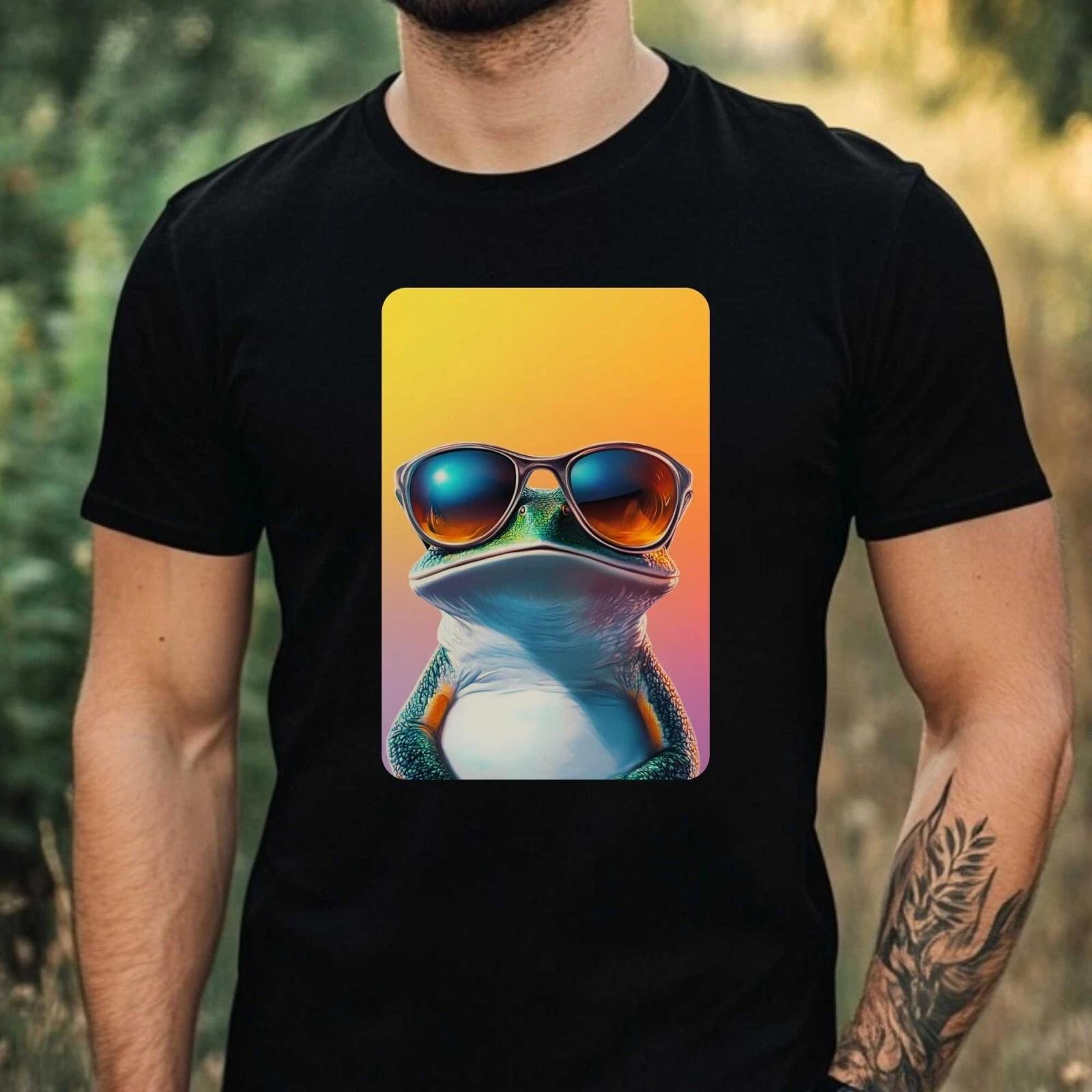 T-Shirt Herren Frosch mit Sonnenbrille Motiv Baumwolle Größe XS bis 5XL L