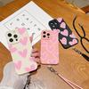Full Screen Love Heart Lanyard Strap Phone Case For iPhone 15 14 13 12 11 Pro Max X XS XR 7 8 Plus SE  Silicone Soft Cover