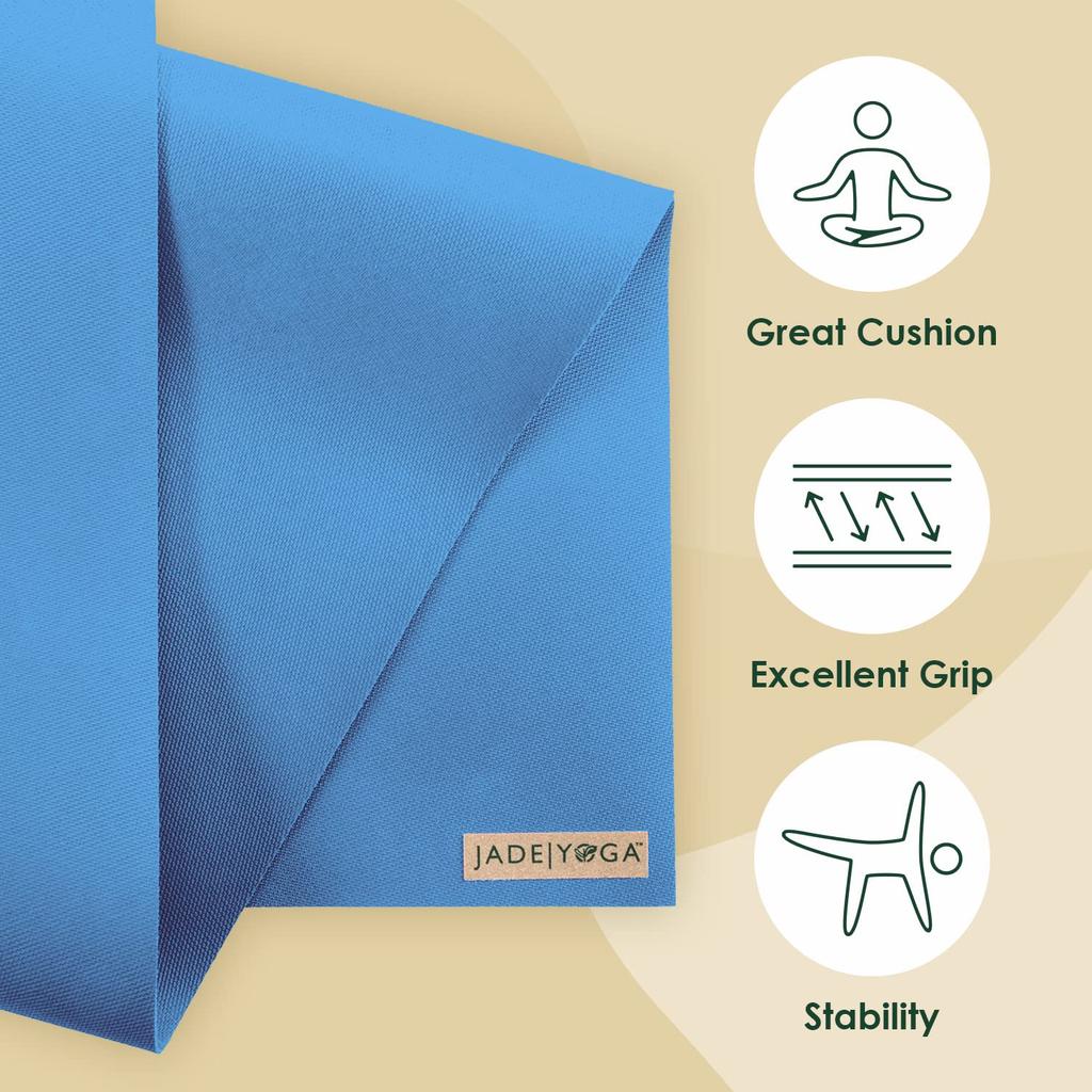 Yoga Mat JADE YOGA Natural Rubber Non-Slip Slate Blue 173cm x 61cm x 4.5mm
