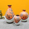 Earthenware'Warli Forests'Orange&Off White Handpainted Terracotta Oblong Flower Vases|Terracotta Decorative For Home Decor