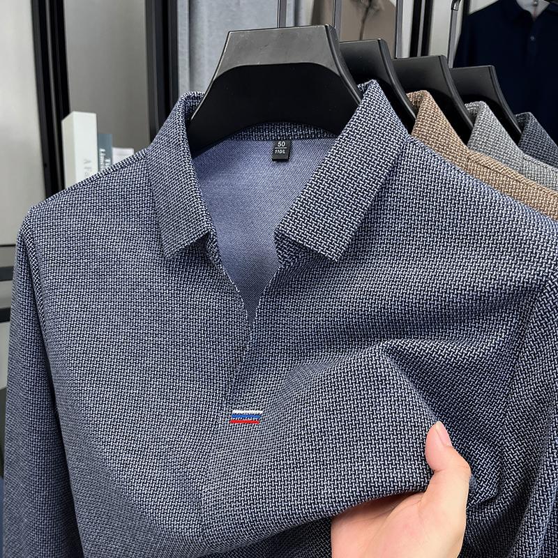 

Бренд высокого класса Мужская футболка-поло с длинным рукавом и V-образным вырезом Осенняя мода Новый дизайн в полоску с вышивкой Бутиковый гольф-топ Повседневная футболка 2XL синий