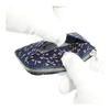 Inden-ya Coin Purse F-Coin Purse 05, Deer Leather, Navy X White Lacquer Dragonfly Pattern 1005-14-008, Natural Deer Leather with Lacquer Pattern,