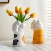 Handmade Cat Claw Flower Vase Painted Cat Claw Holder Leak-Proof Desktop Plants Pot Home Ornament
