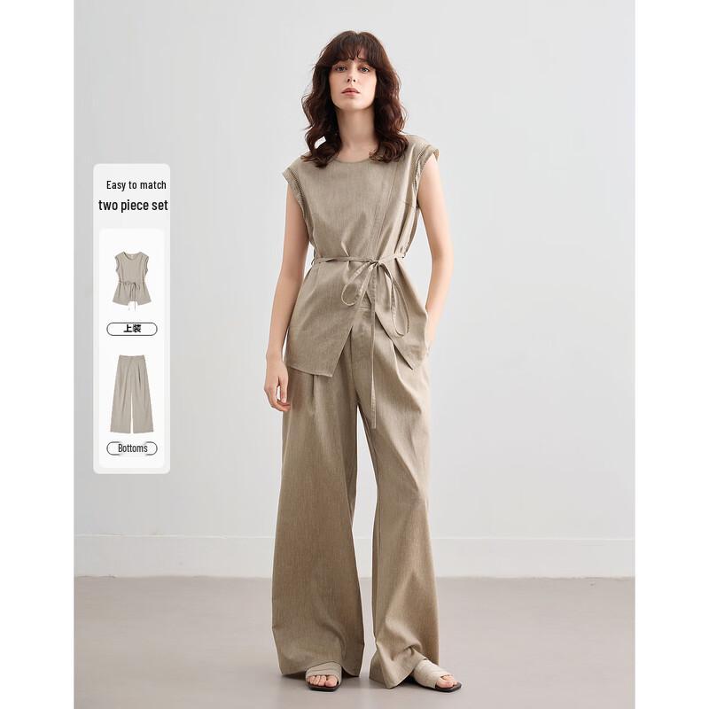 

Demana Linen Blend Sleeveless Top & Wide-Leg Pants Set S