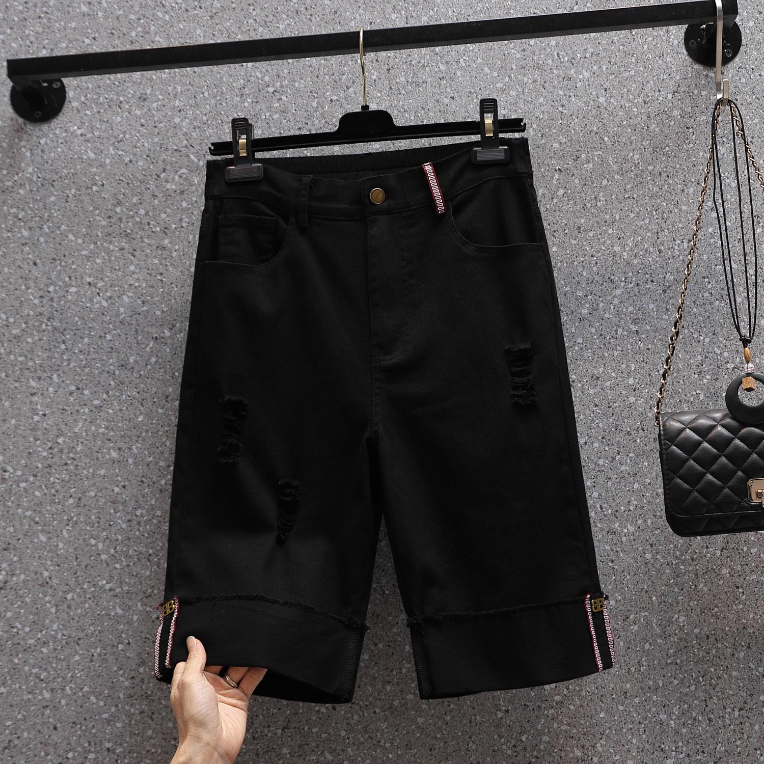 

DIMANAF 2026 Spring Summer Plus Size Women Skirts Elastic Waist Oversize Lady Skirts Shorts Denim Cotton Solid XL чёрный