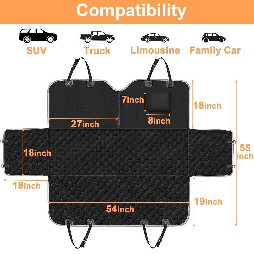 Waterproof Rear Seat Pet Hammock & Protector