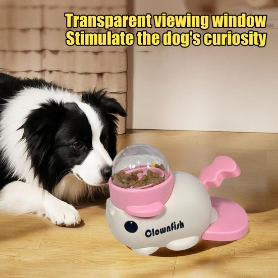 Interactive Dog Treat Dispenser Toy Adjustable Food Dispensing Puzzle Toy Clownfish Design Slow Feeder for IQ Training Mental Stimulation