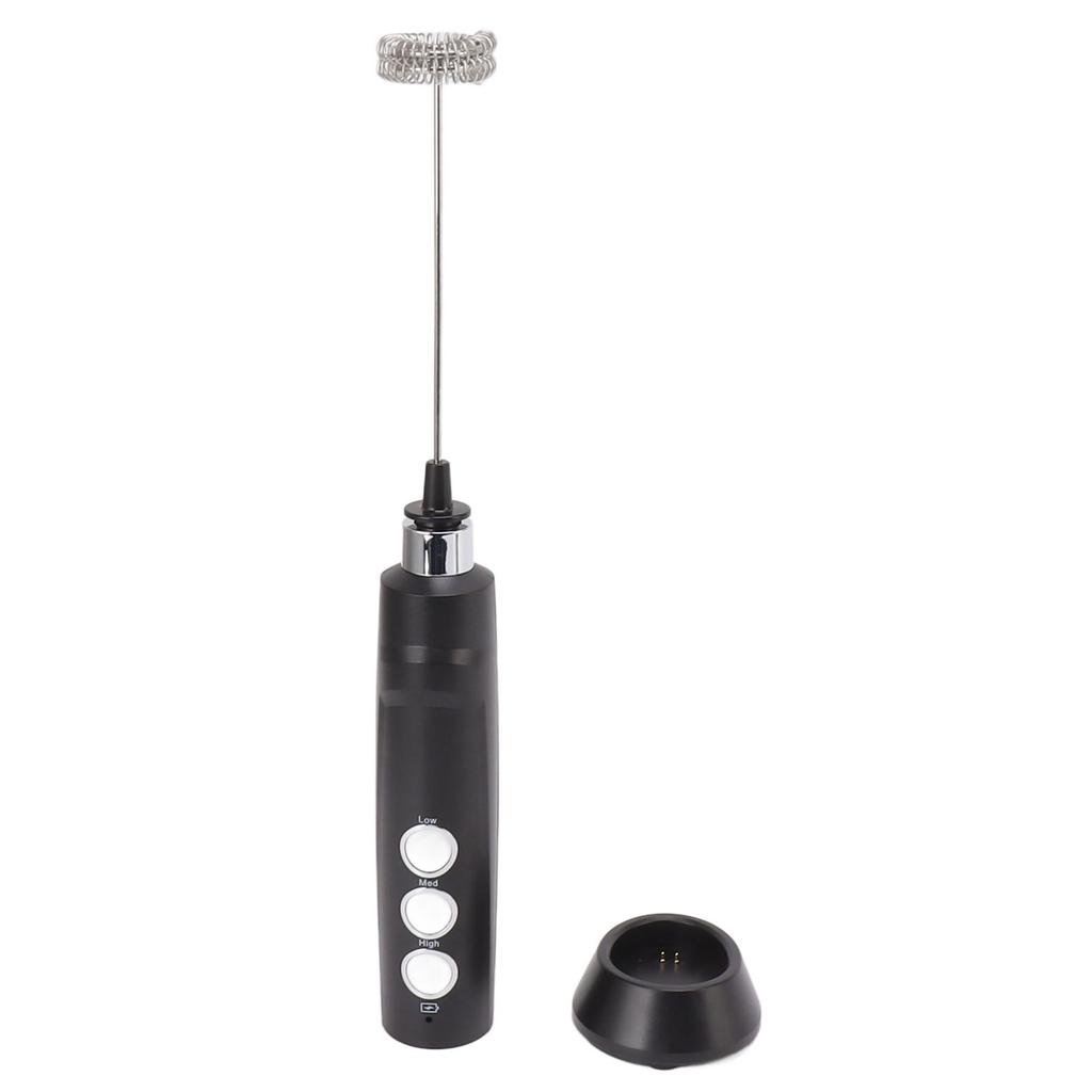 Electric Tumbler Stirrer Rechargeable Handheld Mini Foam Maker for Coffee Egg Hot Chocolate Black