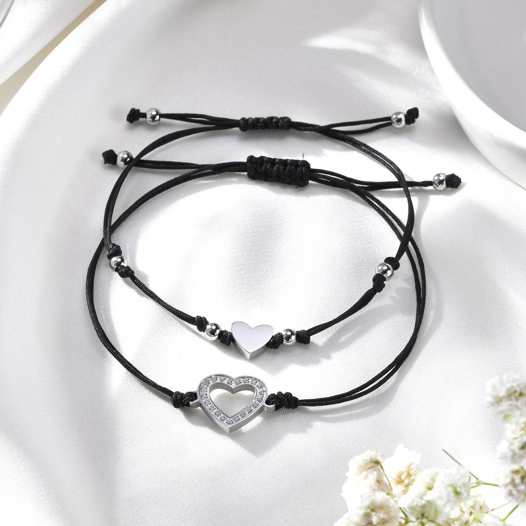 New Fashion Hollow Heart Set Bracelets Stainless Steel Handwoven Push-pull Handmade Bracelet for Woven Jewelry Gift