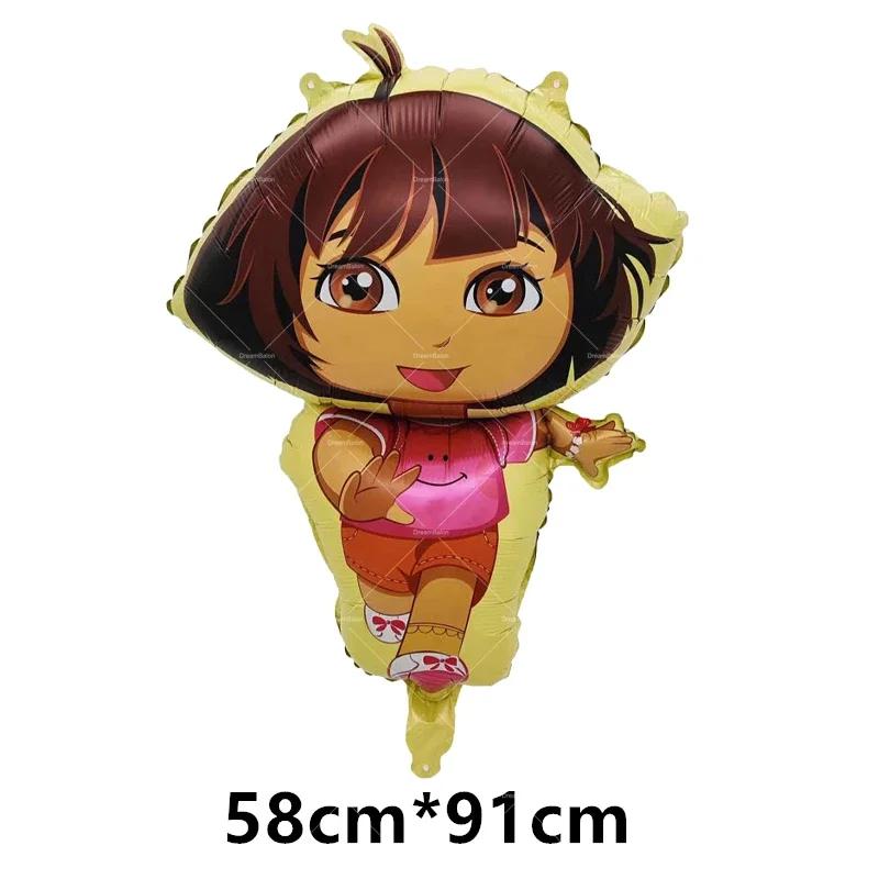 Dora Balloon Cartoon Girl Ballons Happy Birthday Banner Party Decoration Monkey Cake Topper Supplies Gift Disposable Tableware