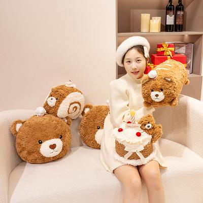 Creative Soft Swiss Roll Bear Doll Plush Toy Birthday Cake Bear Teddy Bear Doll Children'S Ragdoll