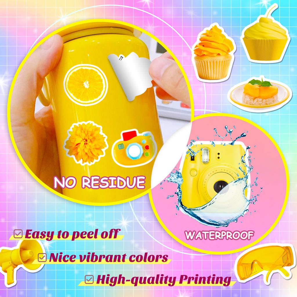 50 Gelbe Ins Style Frische VSCO Aufkleber Mädchen Wasserbecher Wasserflasche Aufkleber Ins Cartoon