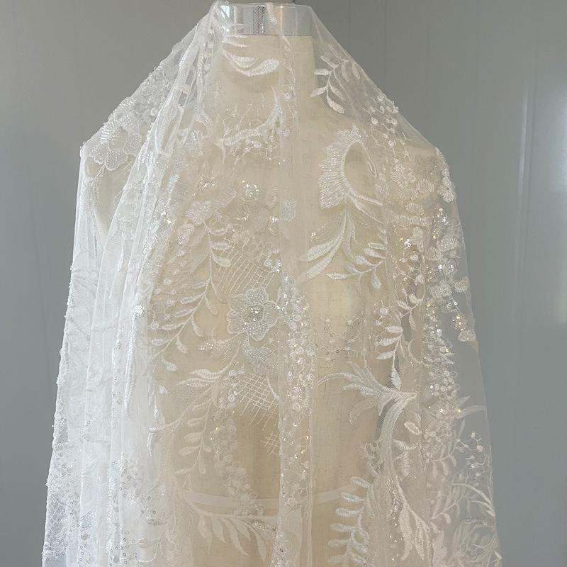 European Princess Evening Dress: Exquisite Full Embroidery Lace Mesh Fabric