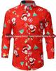 2022 European & American Men's Santa Claus Print Long Sleeve Casual Shirt - 18 Colors