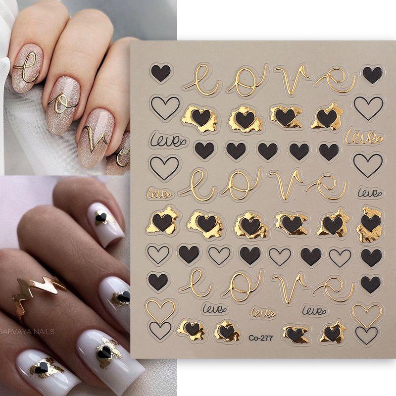 

New Arrival Asymmetrical Lines Nail Stickers Paper Sweet Cool Bronzing Heart Nail Sticker 5D Adhesive DIY Nail Stickers 277 Default