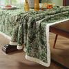 Retro Green Tablecloth Polyester Cotton Yarn-Dyed Jacquard Plant Flowers Tassel Tablecloths Rectangular Table Cloth Decor Home