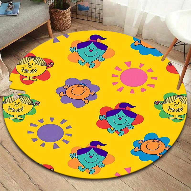 LittleMissMr Round Area Rug,Carpet Rug for Living Room Bedroom Sofa Playroom Decor,Non-slip Floor Mat