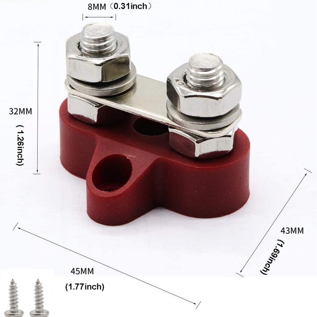 Battery Terminal Blocks 12V 24V Safe Red Black Power Stud Battery Junction Block Post Battery Distribution Terminal Block