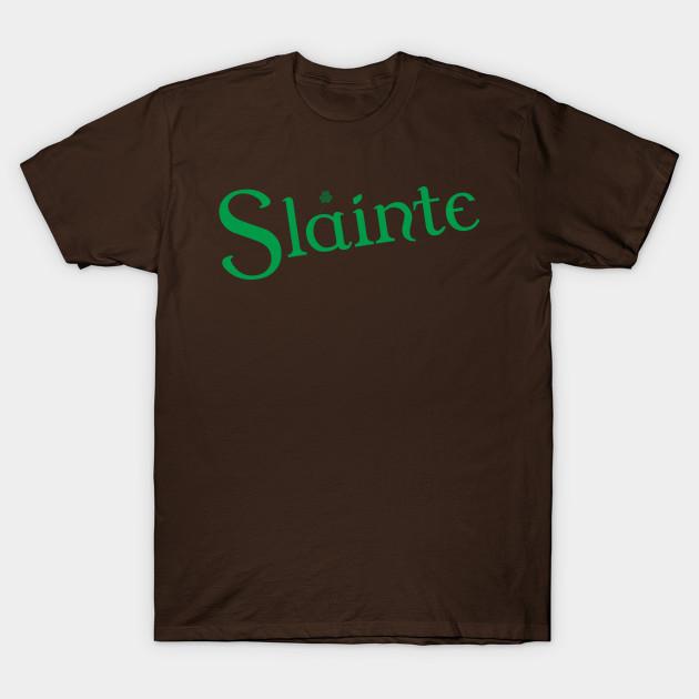 Men Black Print T-shirt Slainte No-Cut Transfer Paper Print Cotton Tshirt S коричневый