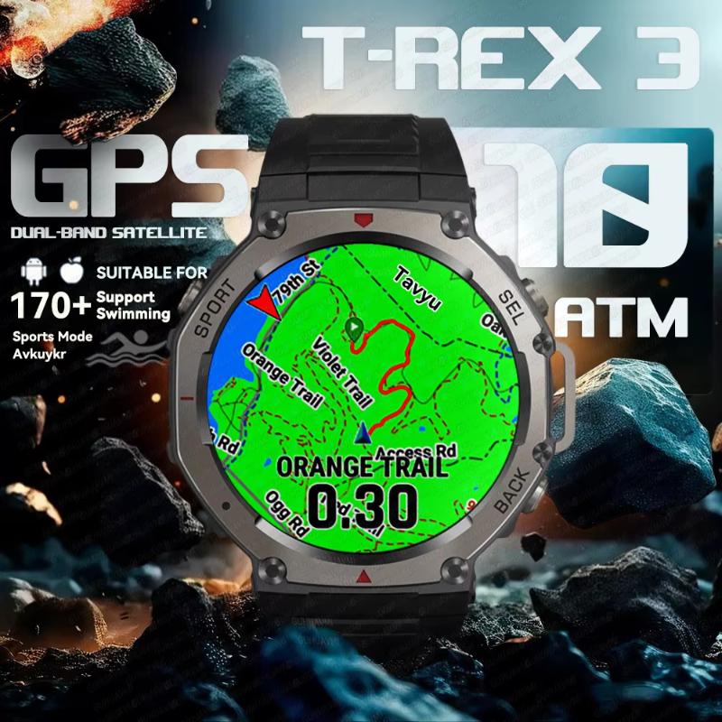 2025 New GPS Smart Watches Premium Military Smartwatch Men Compass Altimeter 10ATM Waterproof 170 Sport Modes Built-in GPS BT Call