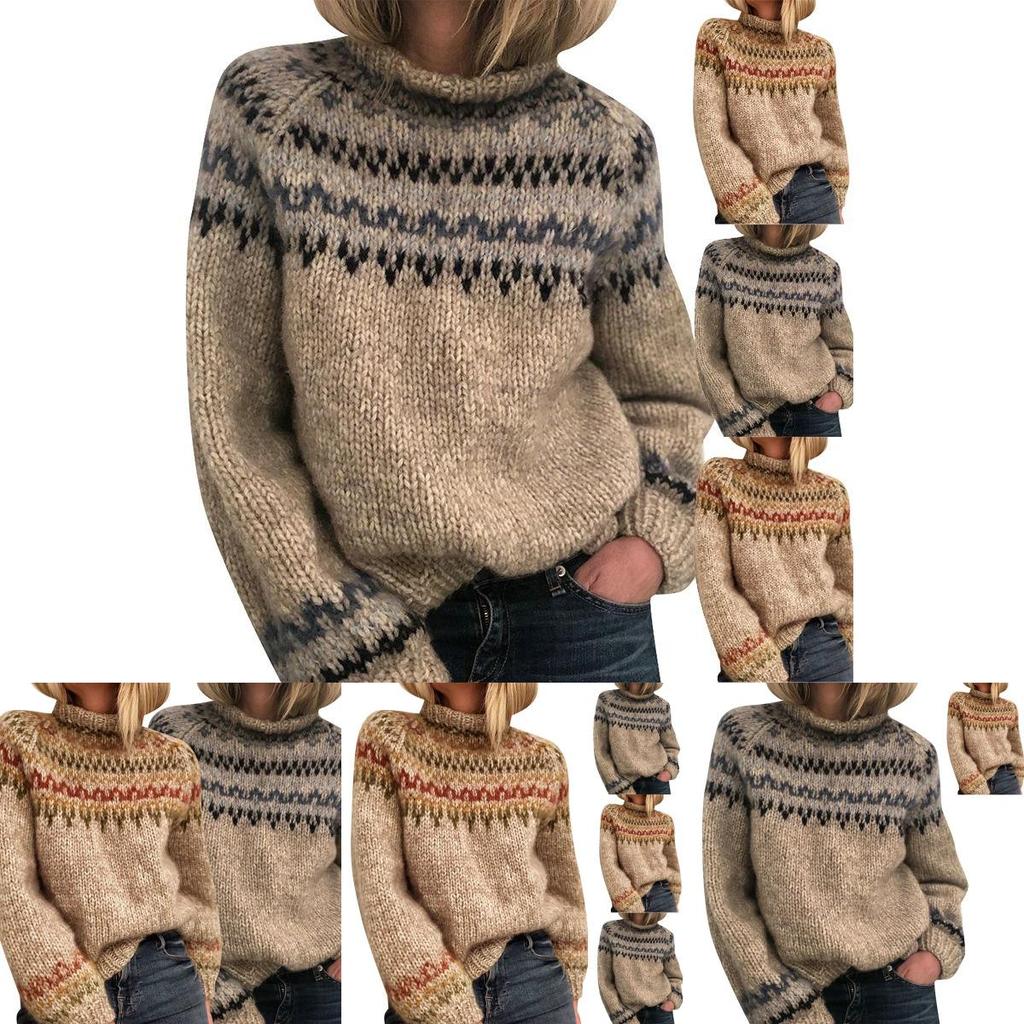 Cozy Women's Knitted Pullover Overwear Featuring Fashionable Stripe Pattern For Winter