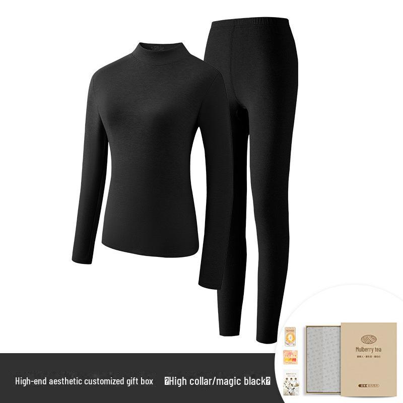 Set dámského termoprádla z hedvábné vlny – jednobarevné, plus sametové, husté na podzim/zimu.