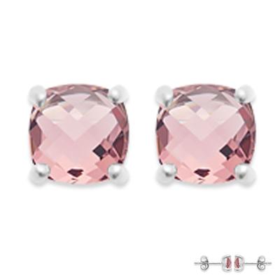 [Q4954] - Silver Earrings 'Sissi' Pink White (rhodium-plated) - 6x6 Mm